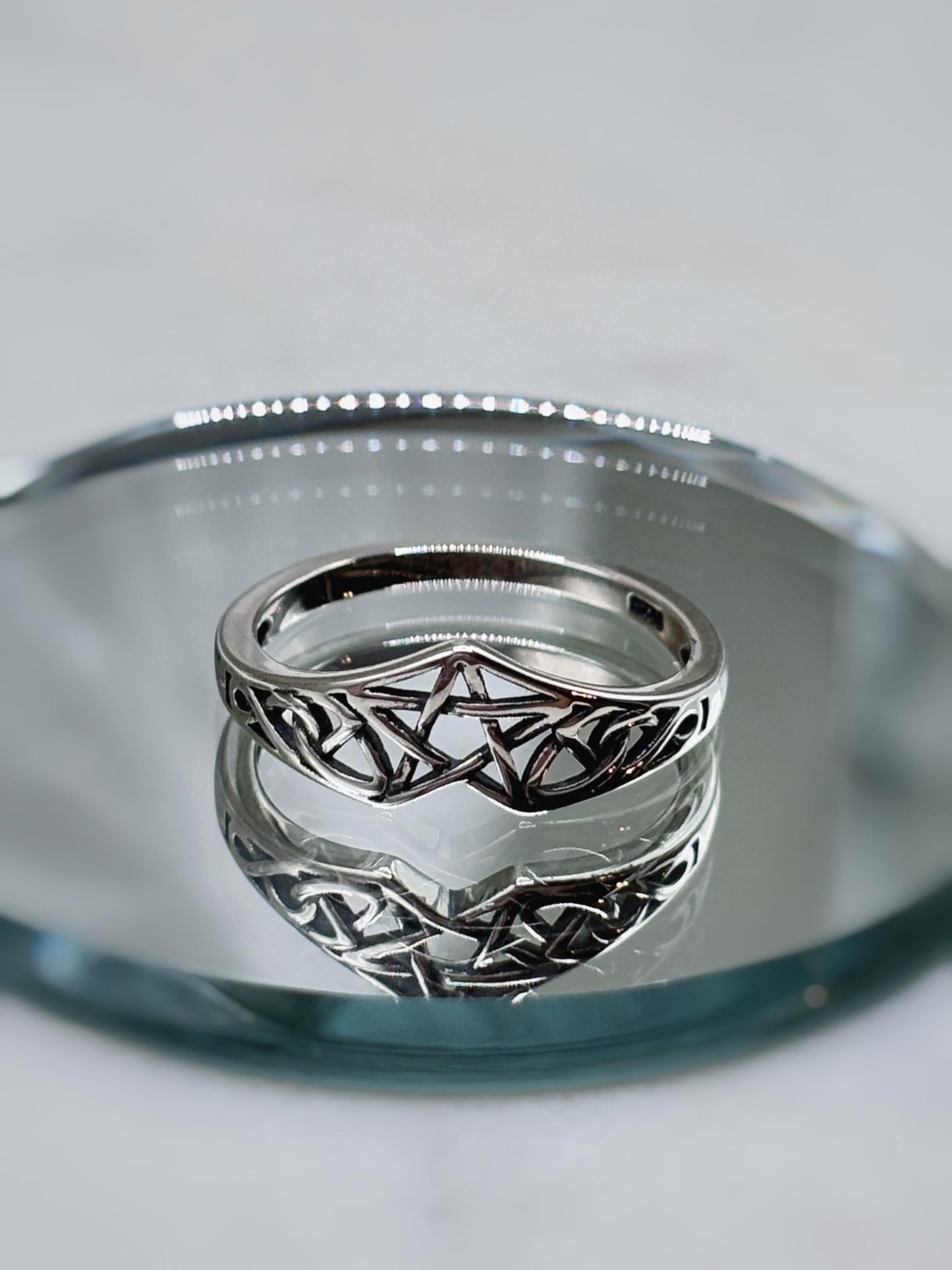 Sterling Silver Handmade Celtic Star Ring, Woven Knot Band, Minimalist Eternity Ring, Unisex Silver Jewelry, Gothic Vintage Style Ring