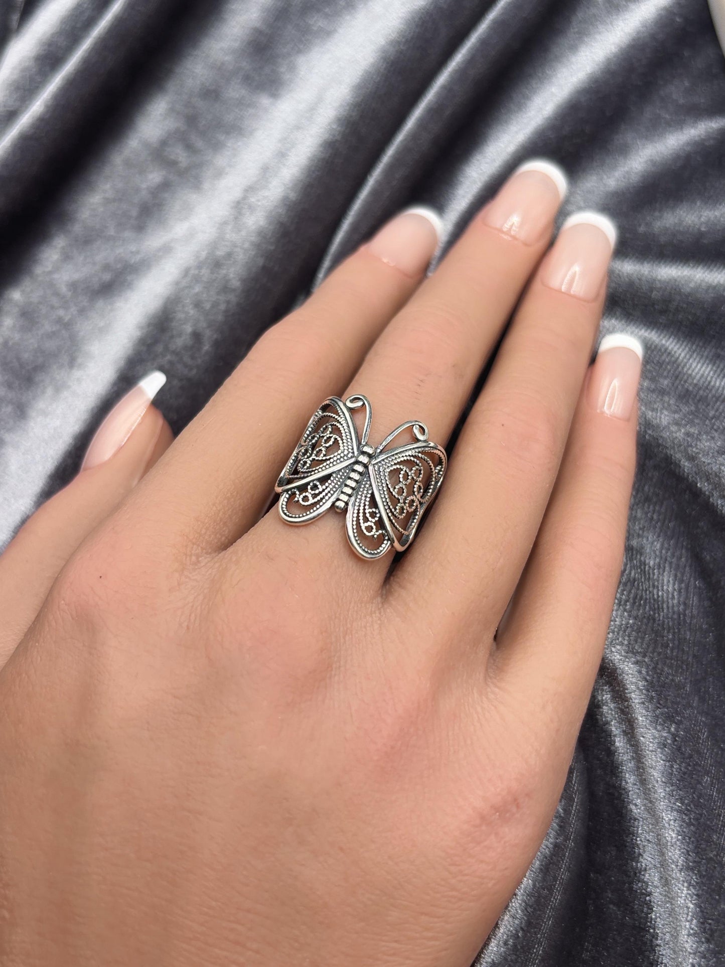 Handmade 925 Sterling Silver Butterfly Ring, Vintage Filigree Ring, Statement Butterfly Jewelry, Nature Inspired Ring, Gift for Her