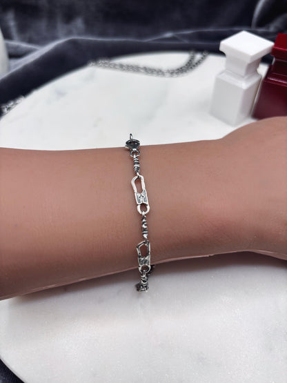 925 Sterling Silver Fisherman Bracelet, Fishers of Men Jewelry, Christian Bracelet, Symbolic Faith Bracelet, Vintage Silver Chain