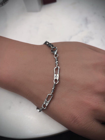 925 Sterling Silver Fisherman Bracelet, Fishers of Men Jewelry, Christian Bracelet, Symbolic Faith Bracelet, Vintage Silver Chain