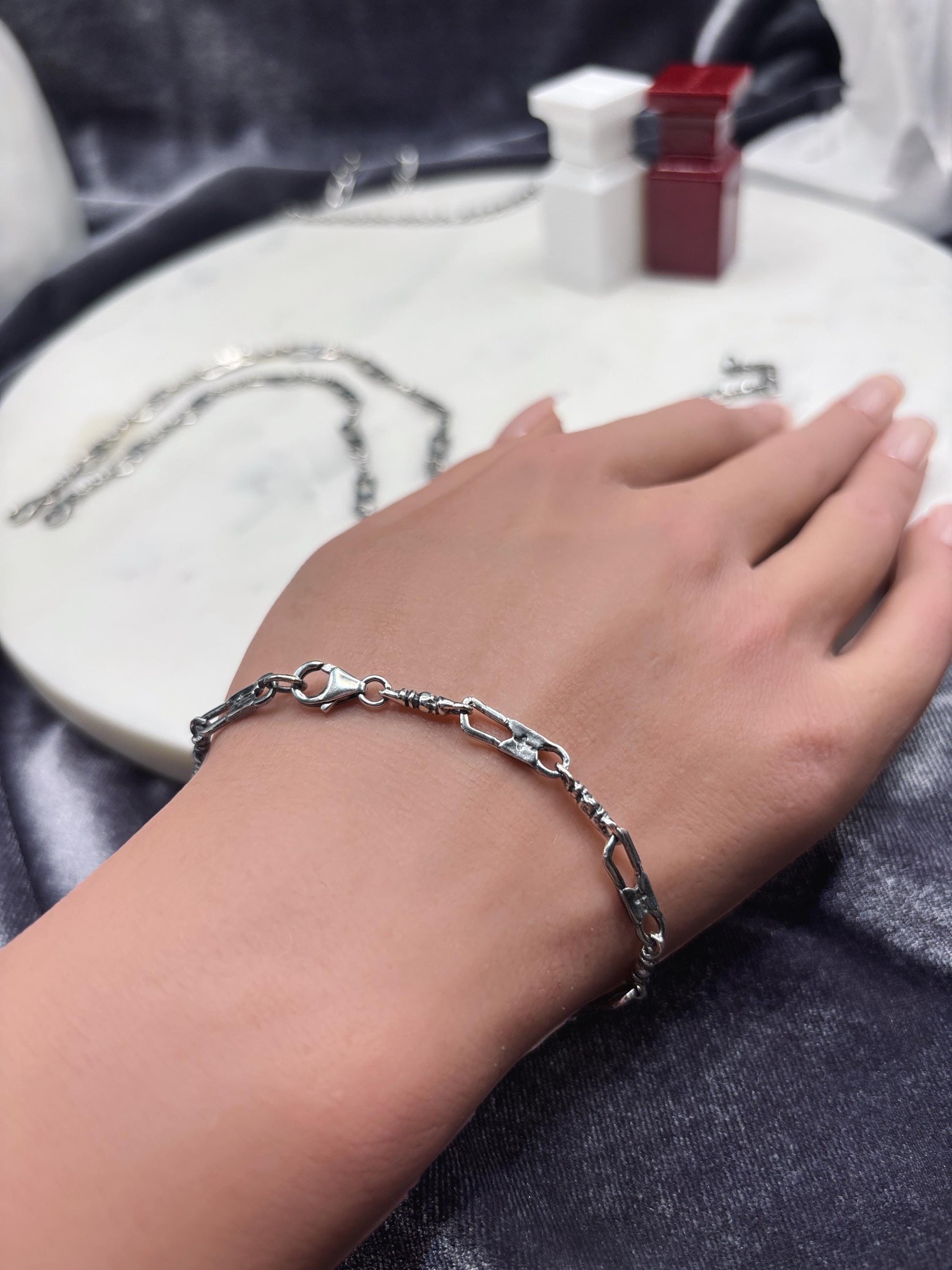 925 Sterling Silver Fisherman Bracelet, Fishers of Men Jewelry, Christian Bracelet, Symbolic Faith Bracelet, Vintage Silver Chain