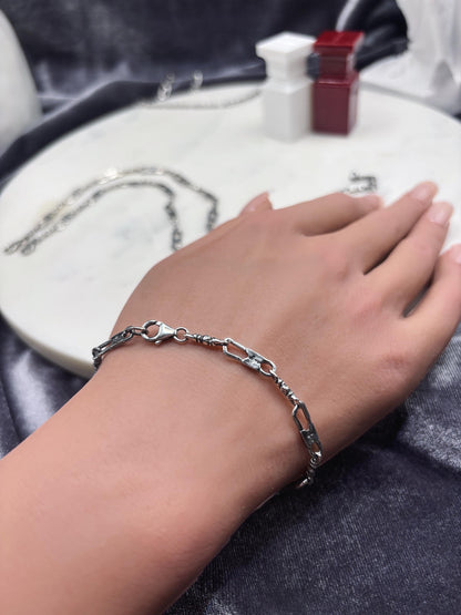 925 Sterling Silver Fisherman Bracelet, Fishers of Men Jewelry, Christian Bracelet, Symbolic Faith Bracelet, Vintage Silver Chain