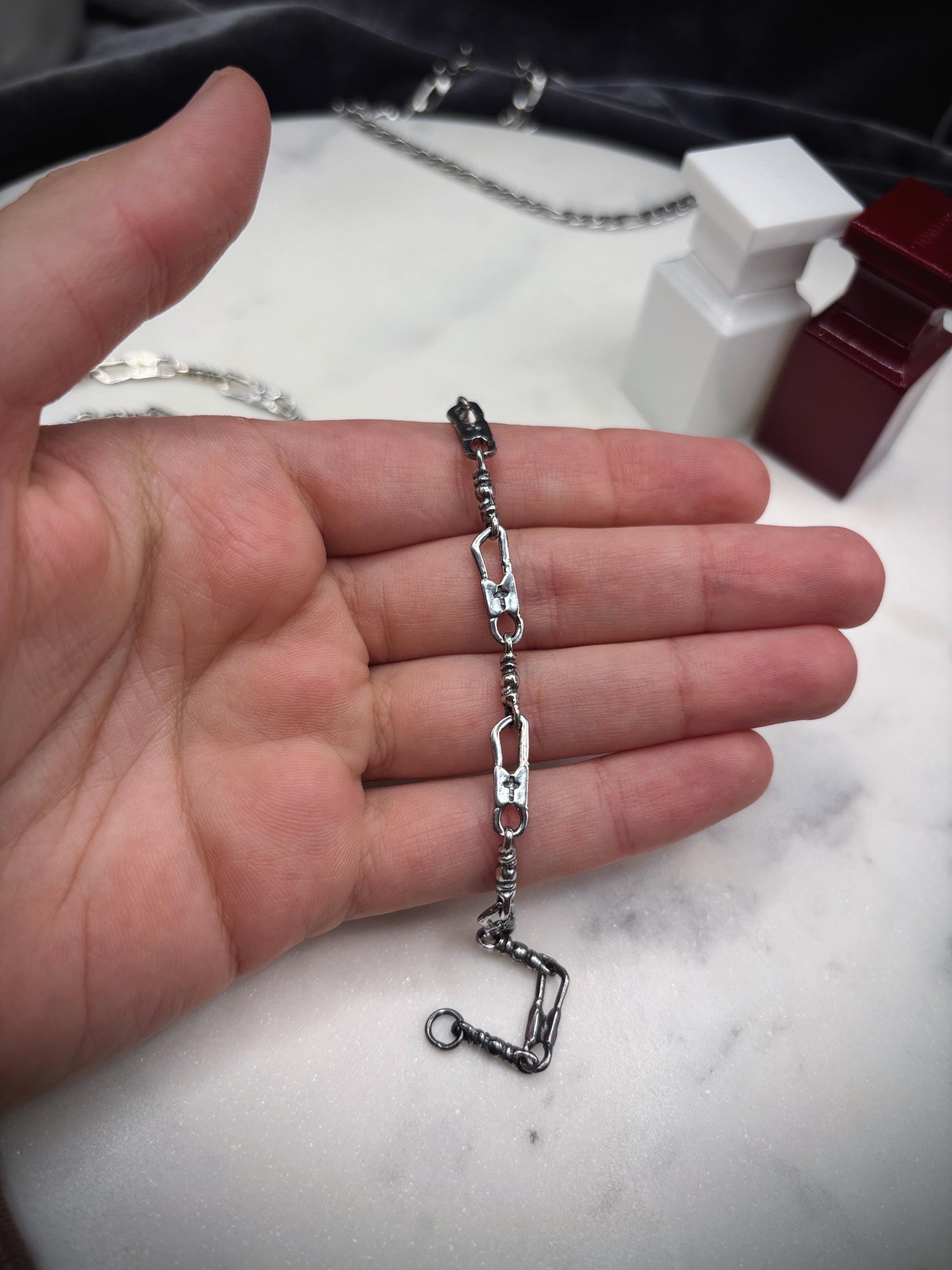 925 Sterling Silver Fisherman Bracelet, Fishers of Men Jewelry, Christian Bracelet, Symbolic Faith Bracelet, Vintage Silver Chain