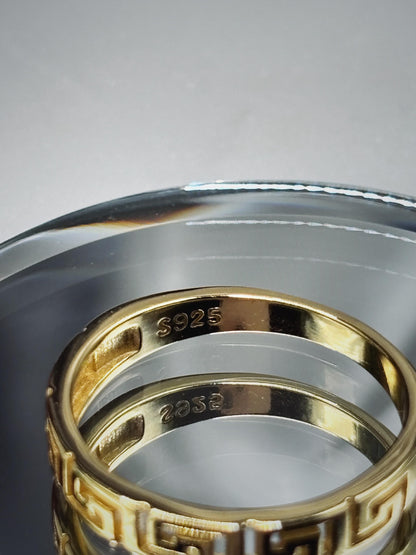 14k Gold Ring, Minimalist Greek Key Ring, Gift for Her, Geometric Ring for Women, Dainty Everyday Ring, Stackable Ring