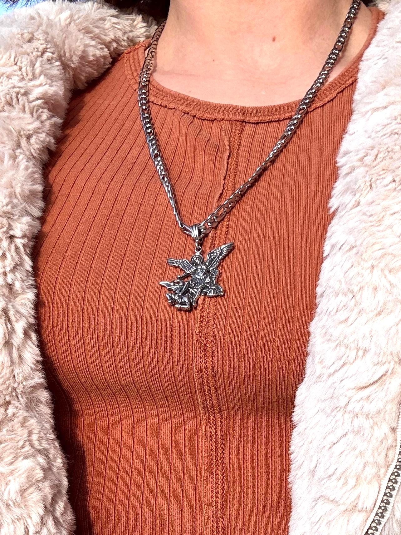 925 Sterling Silver Saint Michael Pendant, Archangel Protection Charm, San Miguel Necklace Pendant, Religious Jewelry Gift, St Michael Medal