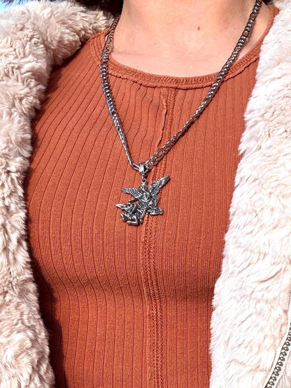 925 Sterling Silver Saint Michael Pendant, Archangel Protection Charm, San Miguel Necklace Pendant, Religious Jewelry Gift, St Michael Medal
