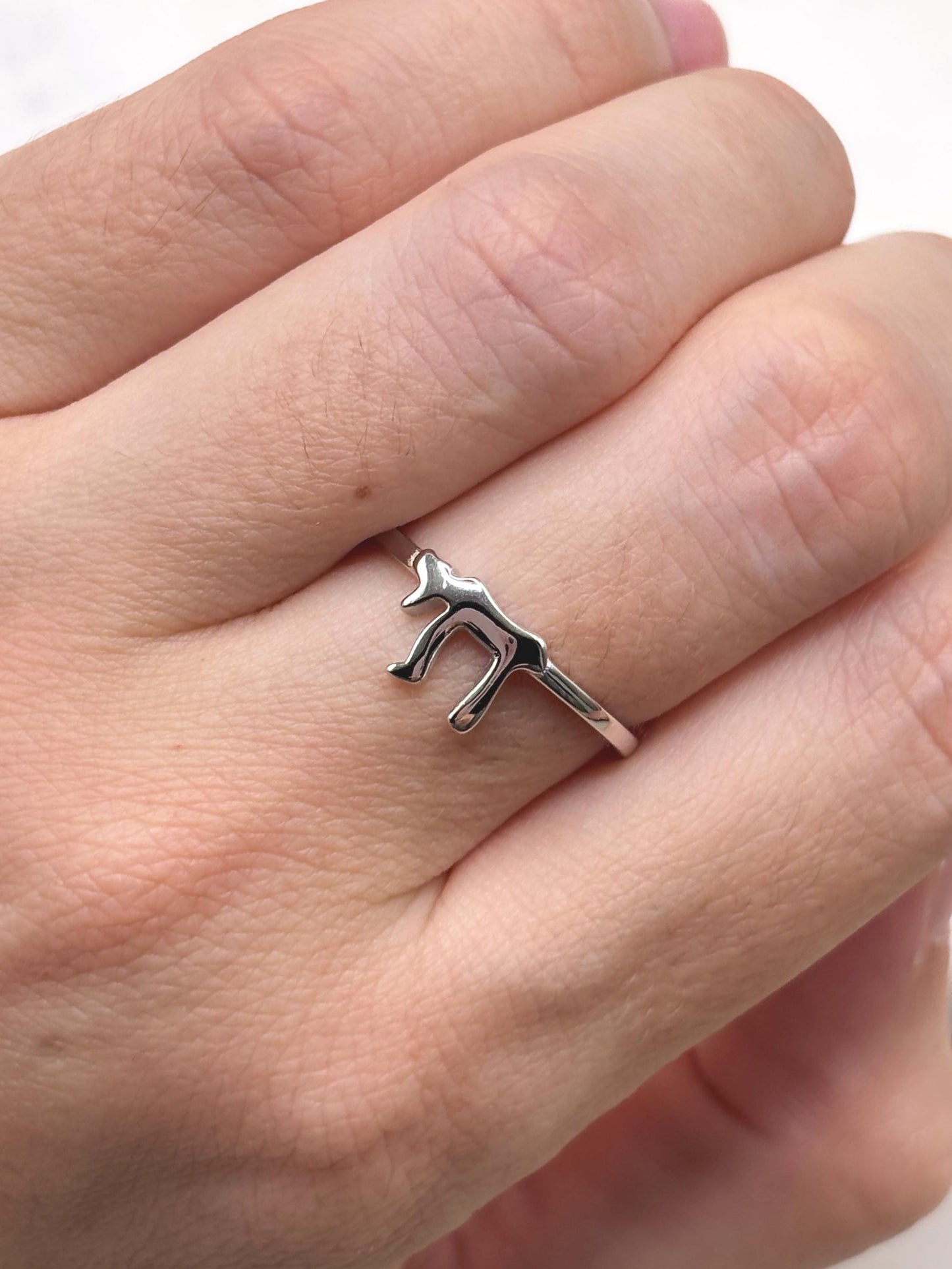 Chai Ring Sterling Silver, Hebrew Letter Ring, Jewish Jewelry, Symbol of Life Ring, Spiritual Minimalist Ring, Handmade Gift