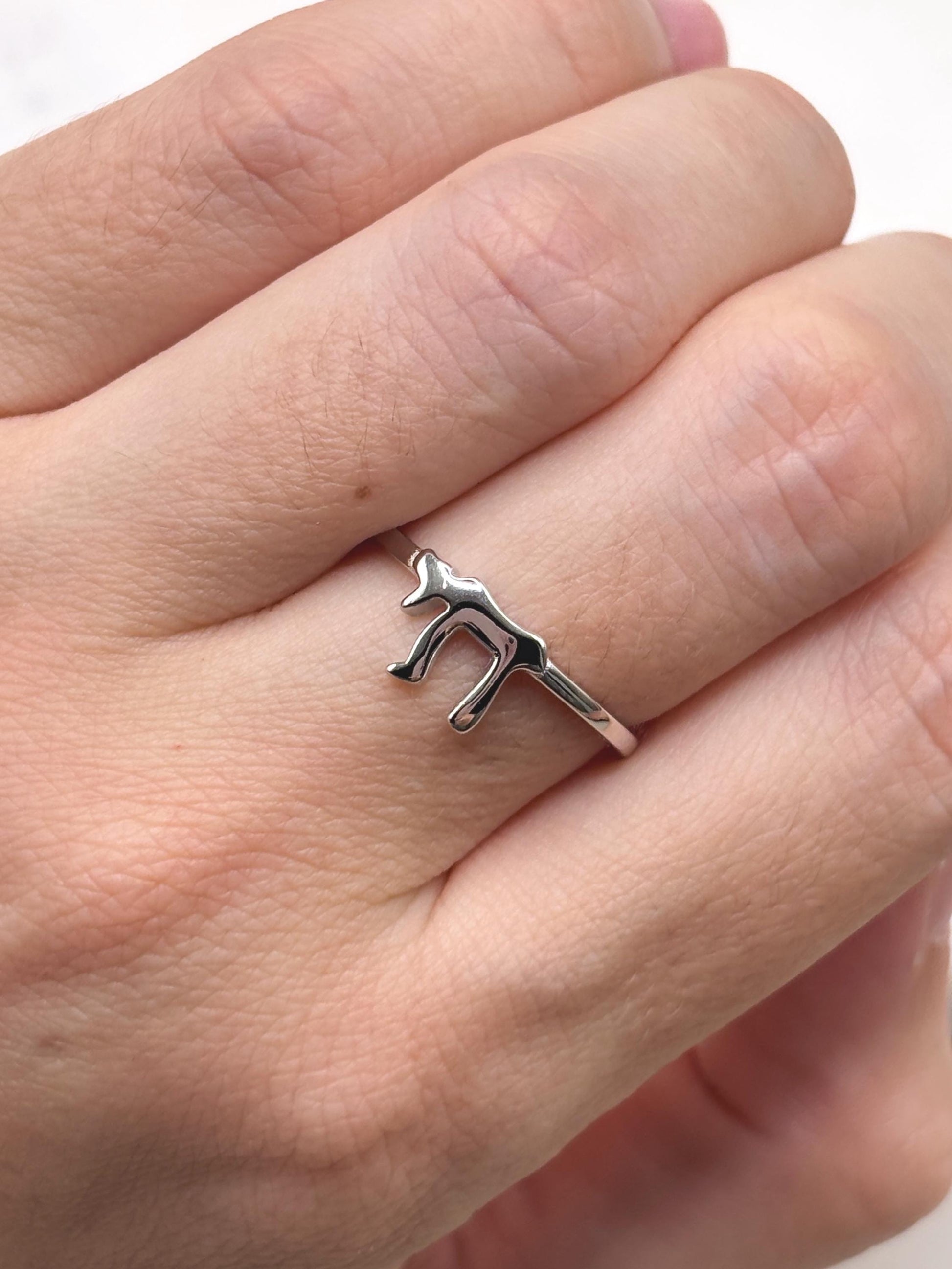 Chai Ring Sterling Silver, Hebrew Letter Ring, Jewish Jewelry, Symbol of Life Ring, Spiritual Minimalist Ring, Handmade Gift