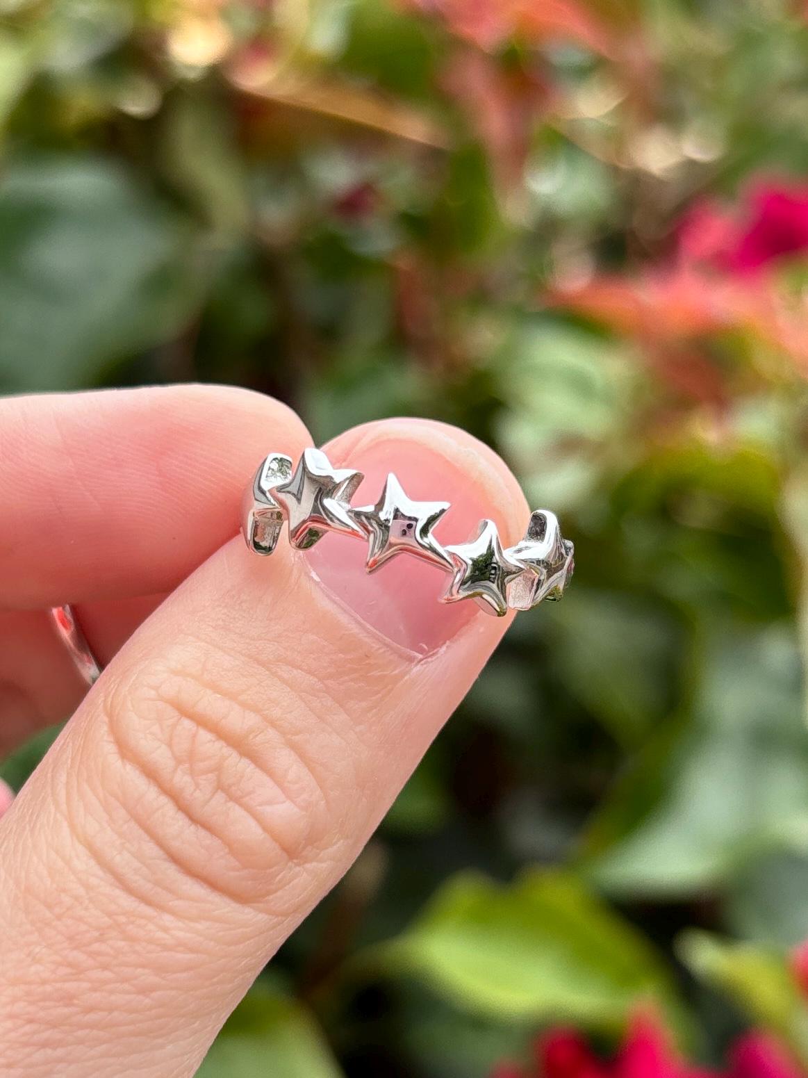 Star Ring Sterling Silver 925, Minimalist Star Band, Dainty Stackable Ring, Celestial Jewelry, Everyday Ring, Gift for Her