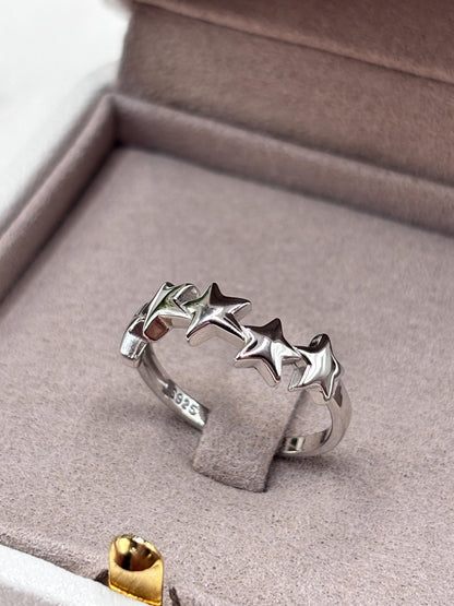 Star Ring Sterling Silver 925, Minimalist Star Band, Dainty Stackable Ring, Celestial Jewelry, Everyday Ring, Gift for Her