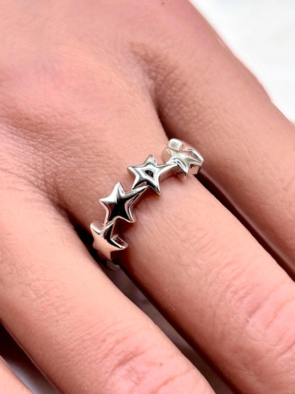 Star Ring Sterling Silver 925, Minimalist Star Band, Dainty Stackable Ring, Celestial Jewelry, Everyday Ring, Gift for Her