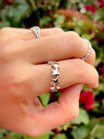 Star Ring Sterling Silver 925, Minimalist Star Band, Dainty Stackable Ring, Celestial Jewelry, Everyday Ring, Gift for Her