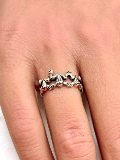 Frog Ring Sterling Silver 925, Fun Jewelry, Cute Animal Ring, Unique Statement Ring, Minimalist Nature Jewelry, Gift for Her,