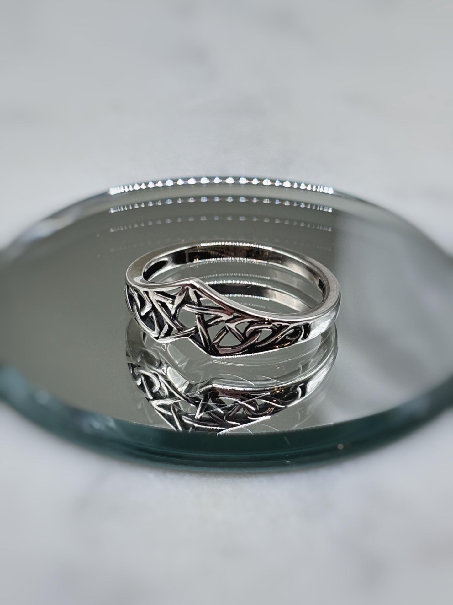 Sterling Silver Handmade Celtic Star Ring, Woven Knot Band, Minimalist Eternity Ring, Unisex Silver Jewelry, Gothic Vintage Style Ring