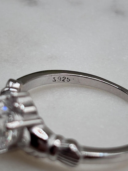 925 Sterling Silver Irish Promise Claddagh Ring, CZ Simulated Diamond Heart Ring, Minimalist Engagement Ring for Her