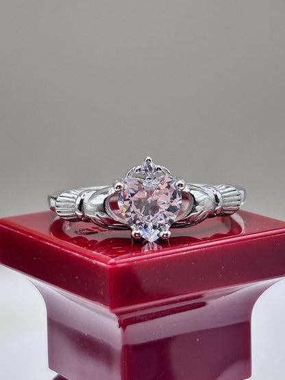 925 Sterling Silver Irish Promise Claddagh Ring, CZ Simulated Diamond Heart Ring, Minimalist Engagement Ring for Her