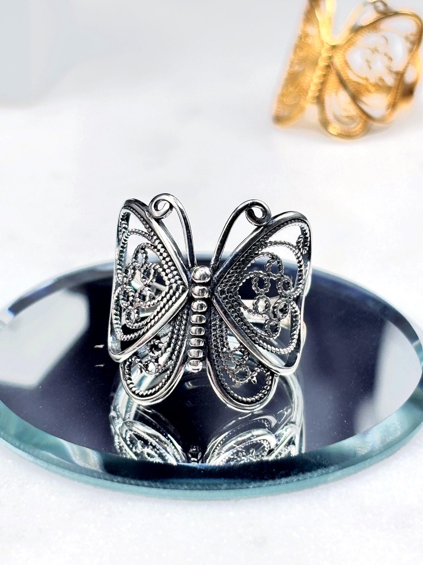 Handmade 925 Sterling Silver Butterfly Ring, Vintage Filigree Ring, Statement Butterfly Jewelry, Nature Inspired Ring, Gift for Her