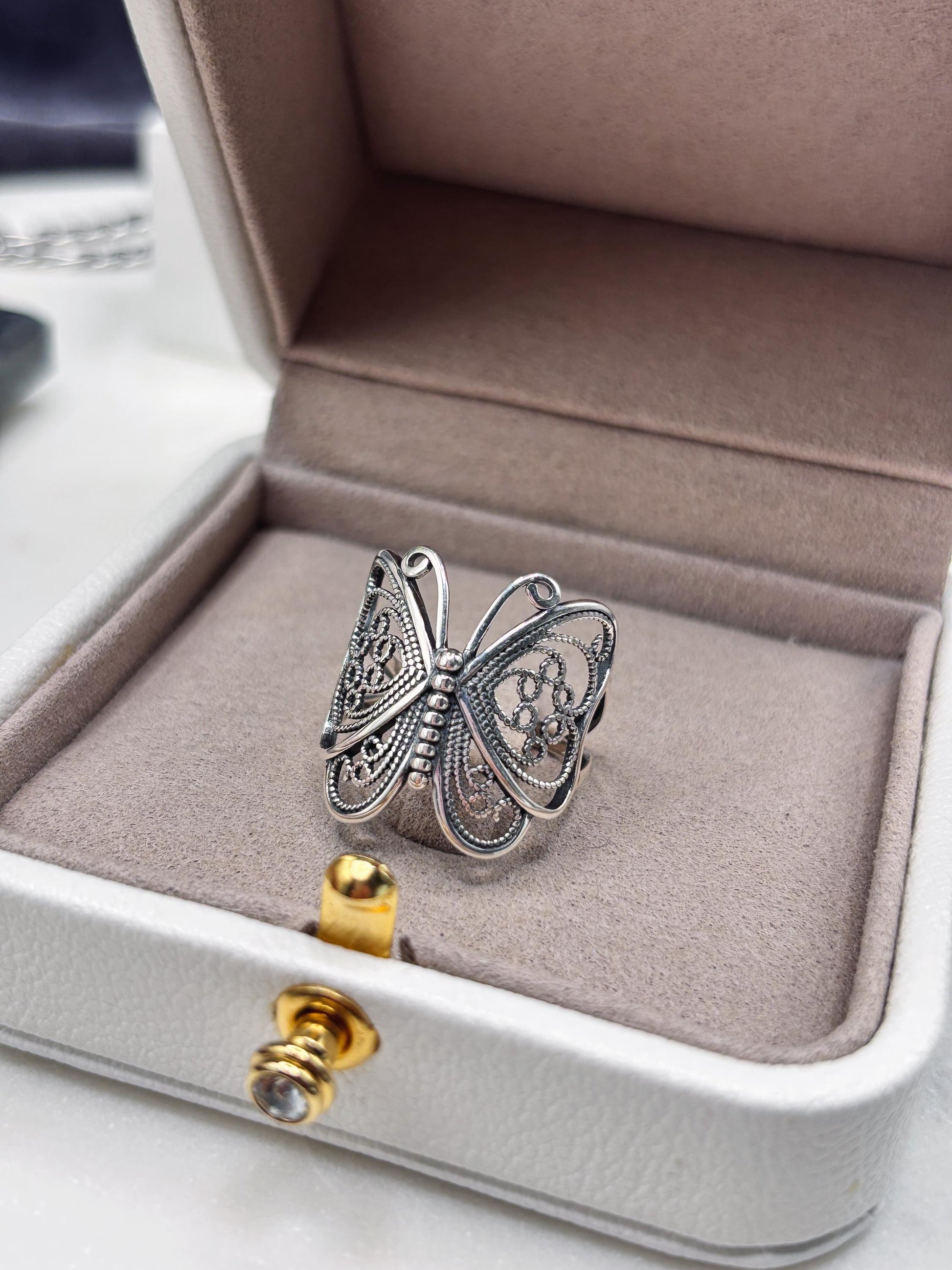 Handmade 925 Sterling Silver Butterfly Ring, Vintage Filigree Ring, Statement Butterfly Jewelry, Nature Inspired Ring, Gift for Her