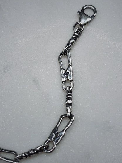 925 Sterling Silver Fisherman Bracelet, Fishers of Men Jewelry, Christian Bracelet, Symbolic Faith Bracelet, Vintage Silver Chain