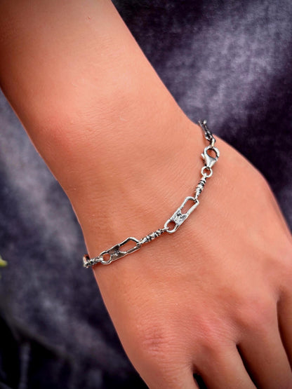 925 Sterling Silver Fisherman Bracelet, Fishers of Men Jewelry, Christian Bracelet, Symbolic Faith Bracelet, Vintage Silver Chain