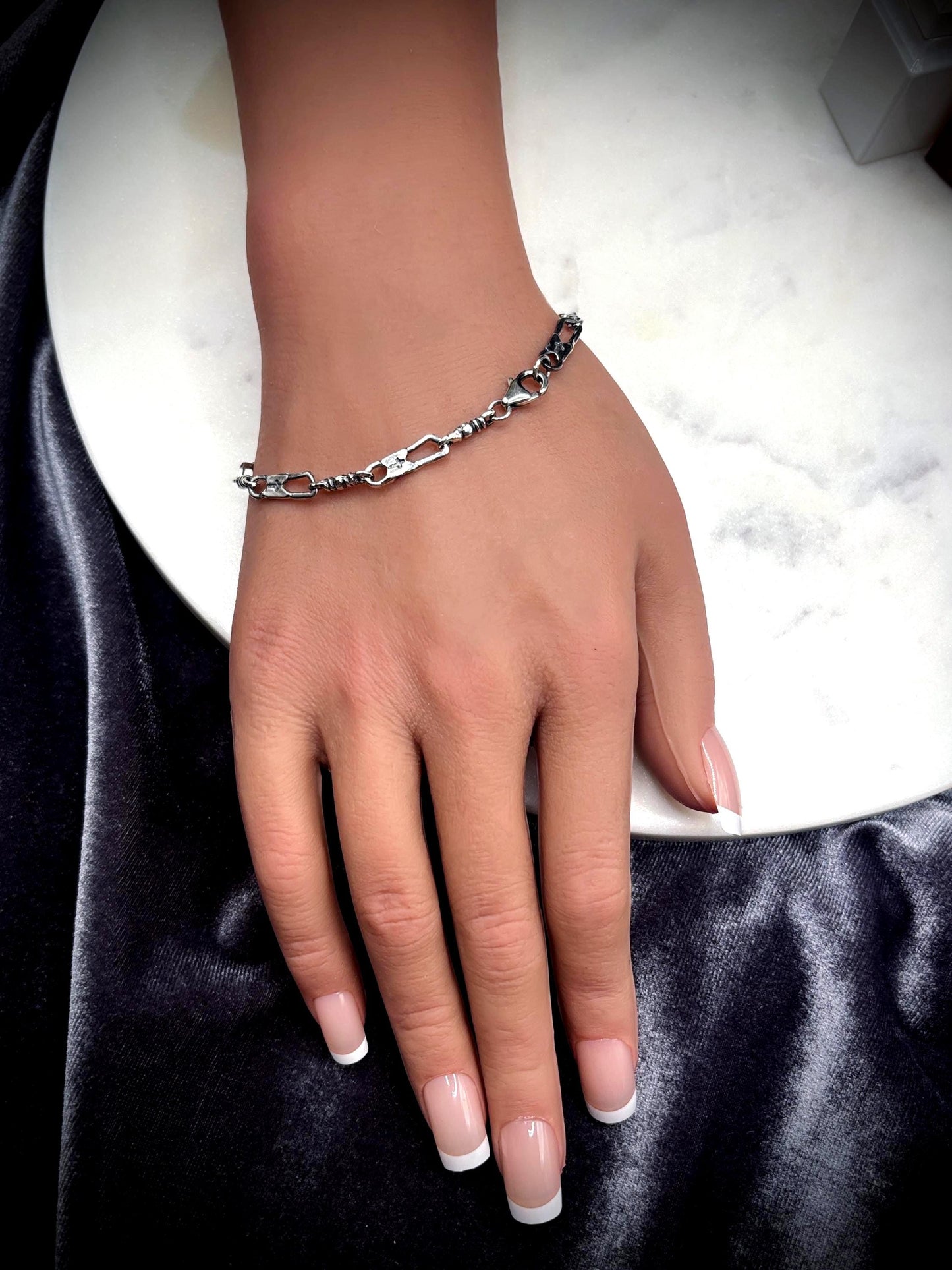 925 Sterling Silver Fisherman Bracelet, Fishers of Men Jewelry, Christian Bracelet, Symbolic Faith Bracelet, Vintage Silver Chain
