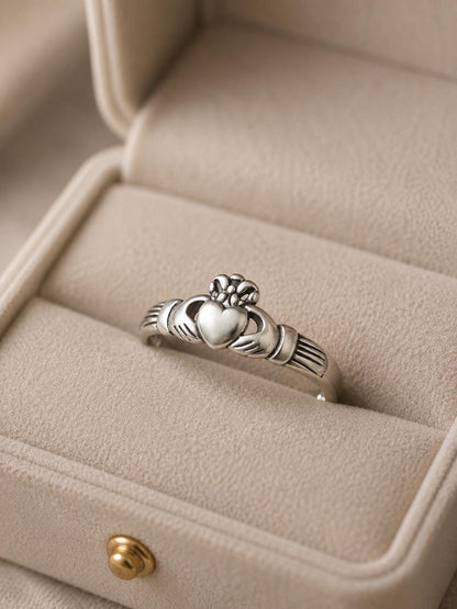925 Silver Handmade Claddagh Toe Ring, Adjustable 925 Silver Toe Ring, Celtic Heart Toe Band, Dainty Beach Jewelry, Minimalist Summer Ring