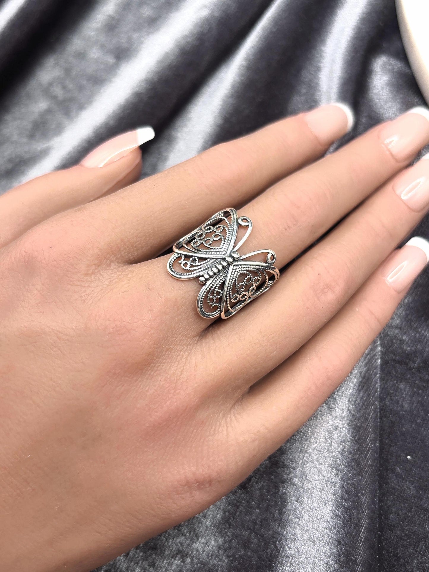 Handmade 925 Sterling Silver Butterfly Ring, Vintage Filigree Ring, Statement Butterfly Jewelry, Nature Inspired Ring, Gift for Her
