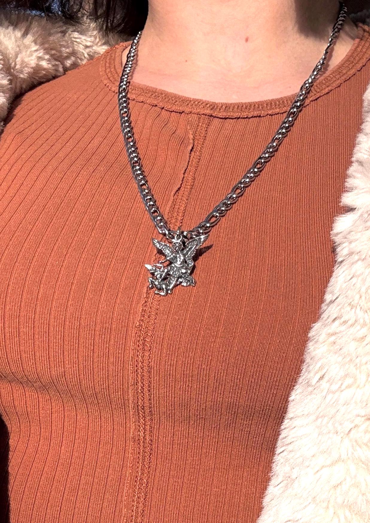 925 Sterling Silver Saint Michael Pendant, Archangel Protection Charm, San Miguel Necklace Pendant, Religious Jewelry Gift, St Michael Medal