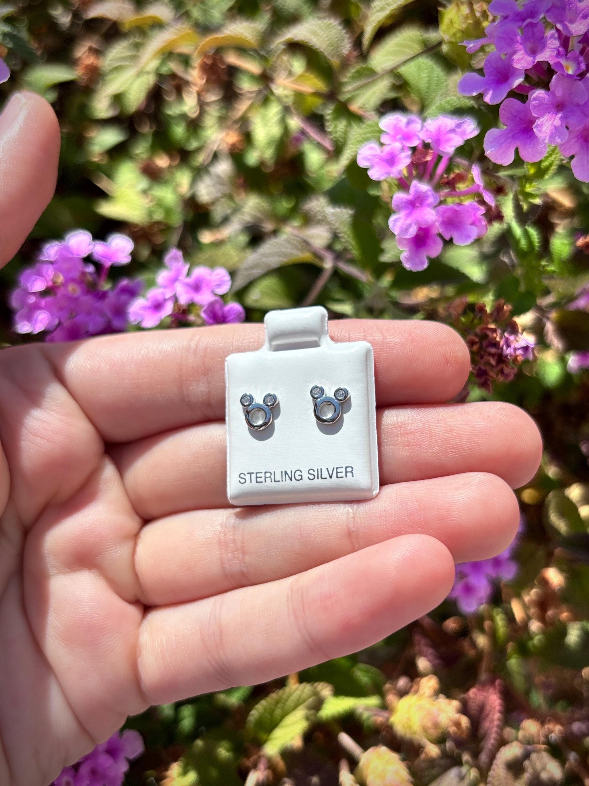 Gift for Child Mouse Stud Earrings, Hypoallergenic 925 Sterling Silver Earrings, Tiny CZ Studs for Kids, Cute Jewelry Gift for Girl