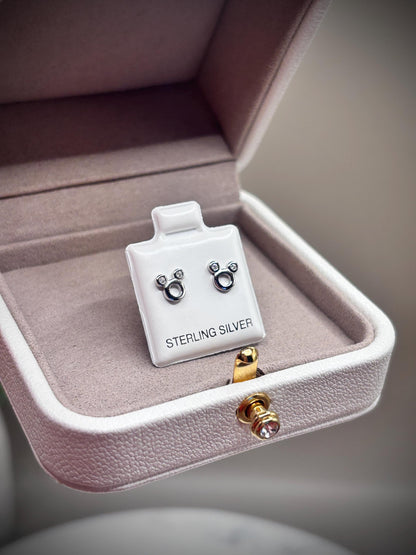 Gift for Child Mouse Stud Earrings, Hypoallergenic 925 Sterling Silver Earrings, Tiny CZ Studs for Kids, Cute Jewelry Gift for Girl