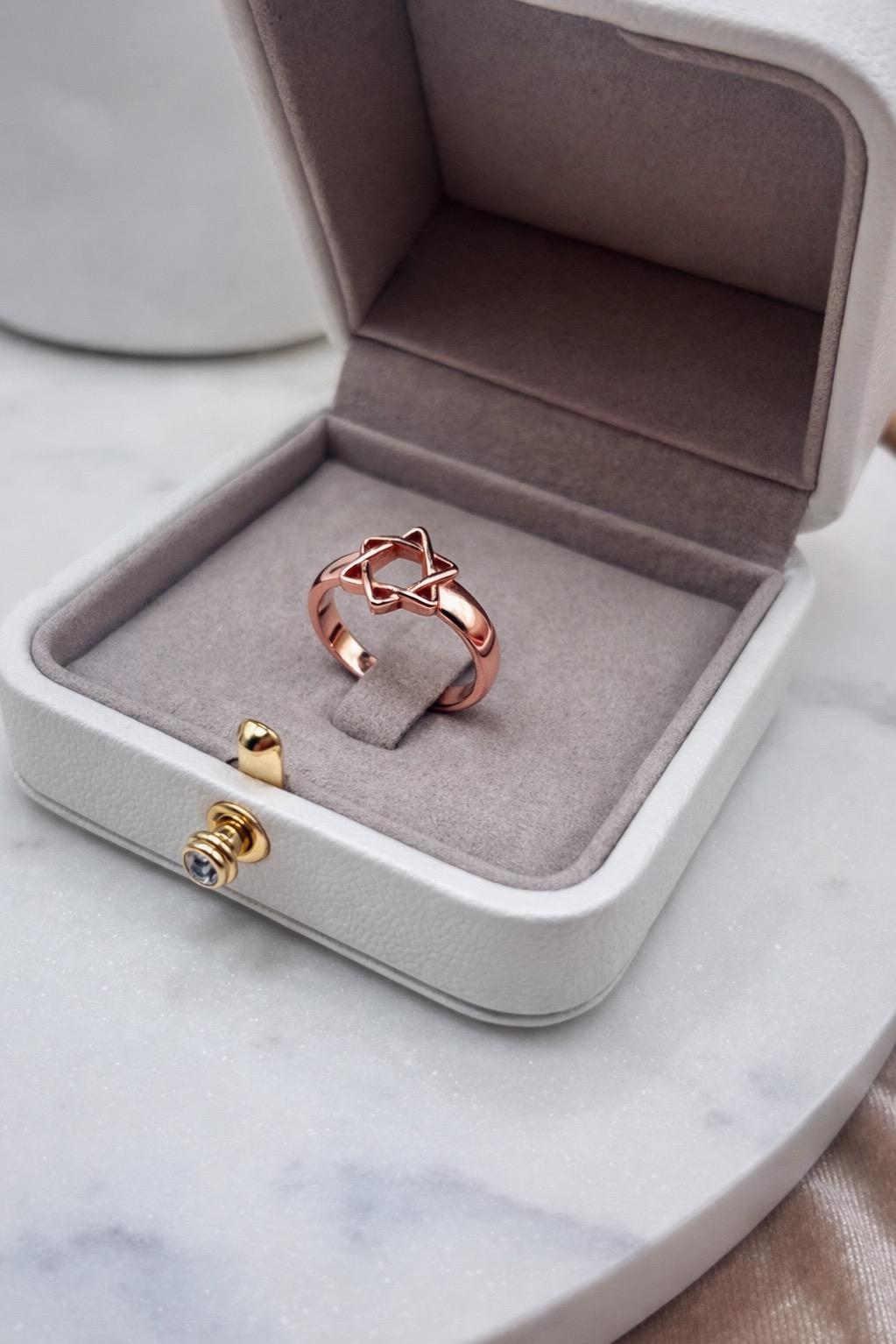 Magen David, 14k Gold Plated Star Ring, Celestial Statement Ring, Silver Plated Adjustable Ring, Minimalist Geometric Ring, Gift for Her