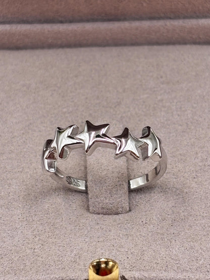 Star Ring Sterling Silver 925, Minimalist Star Band, Dainty Stackable Ring, Celestial Jewelry, Everyday Ring, Gift for Her