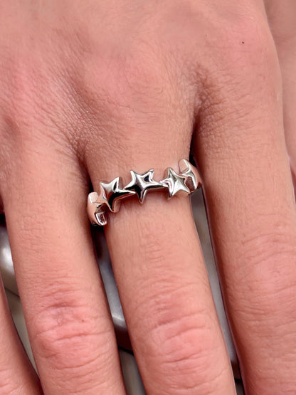 Star Ring Sterling Silver 925, Minimalist Star Band, Dainty Stackable Ring, Celestial Jewelry, Everyday Ring, Gift for Her