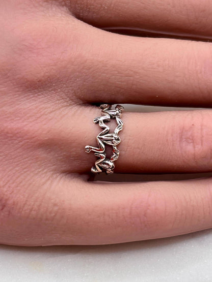 Frog Ring Sterling Silver 925, Fun Jewelry, Cute Animal Ring, Unique Statement Ring, Minimalist Nature Jewelry, Gift for Her,