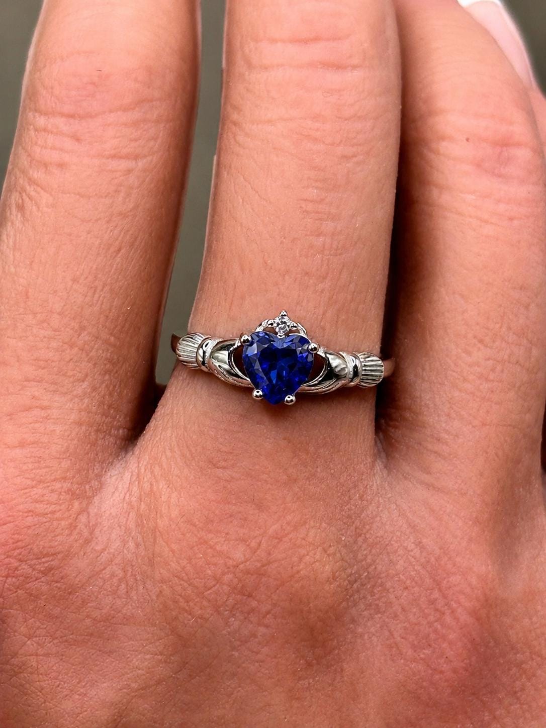 Vintage Heart Ring in 925 Sterling Silver, Heart CZ Ring, Irish Claddagh Inspired Ring, Promise Ring, Birthstone Ring for Her