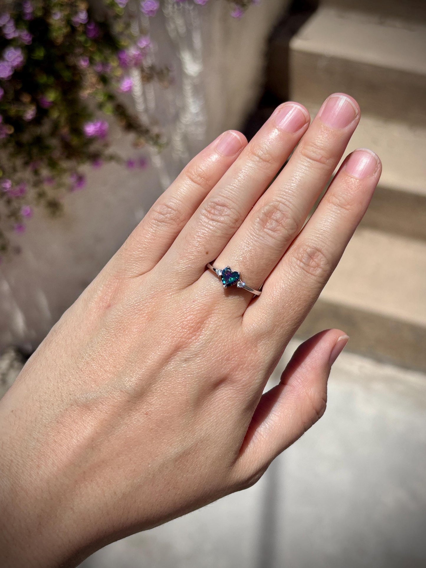 Rainbow Mystic Topaz Heart Ring, 925 Sterling Silver Promise Ring, Color Changing Heart Ring, Dainty Rainbow Stone Ring, Gift for Her