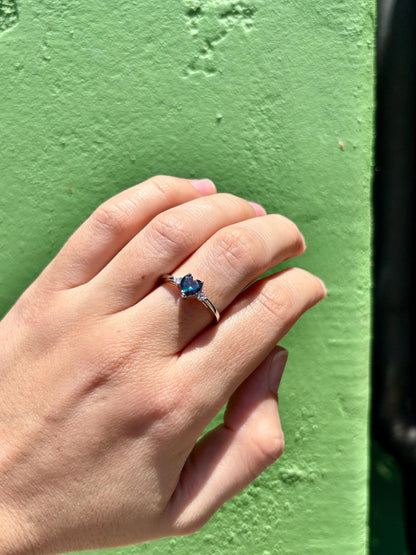 Rainbow Mystic Topaz Heart Ring, 925 Sterling Silver Promise Ring, Color Changing Heart Ring, Dainty Rainbow Stone Ring, Gift for Her
