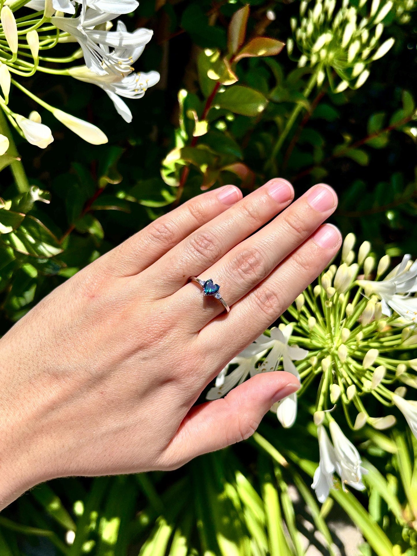 Rainbow Mystic Topaz Heart Ring, 925 Sterling Silver Promise Ring, Color Changing Heart Ring, Dainty Rainbow Stone Ring, Gift for Her