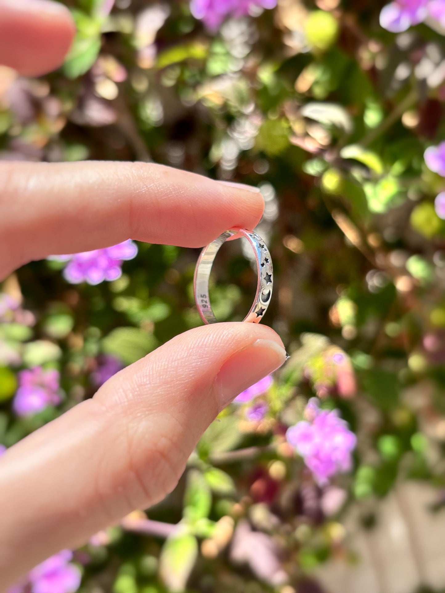 Handmade 925 Sterling Silver Celestial Moon Star Ring, Dainty Stackable Band, Minimalist Cosmic Ring, Everyday Jewelry Gift for Her