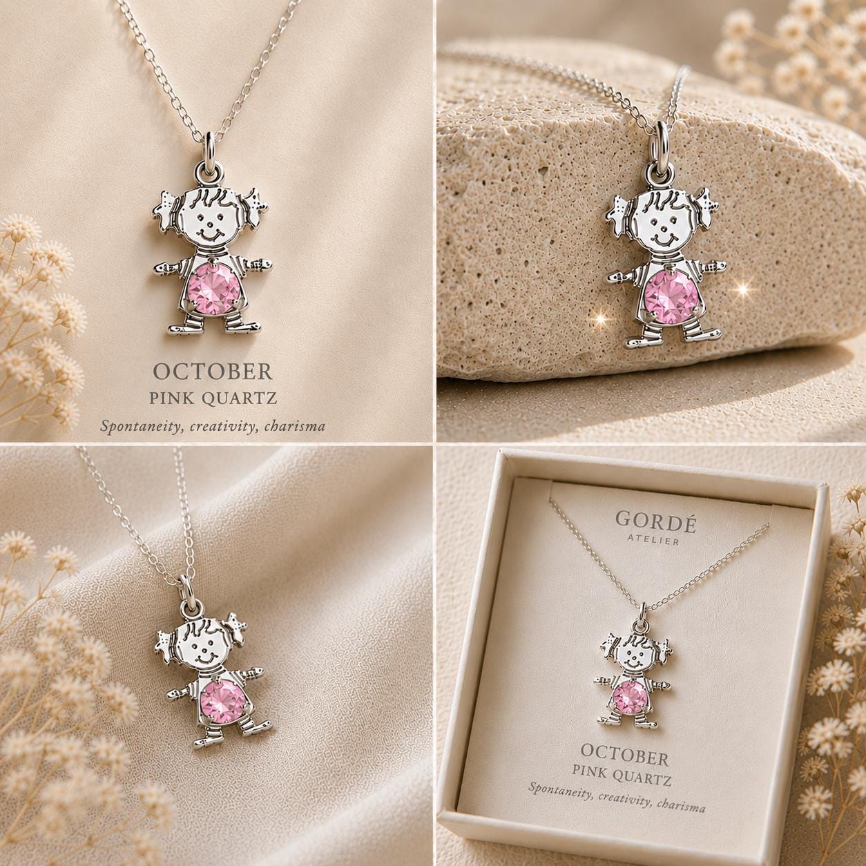 High polished 925 sterling silver round CZ birthstone girl charm, personalized girl pendant, birthstone necklace charm, gift for daughter