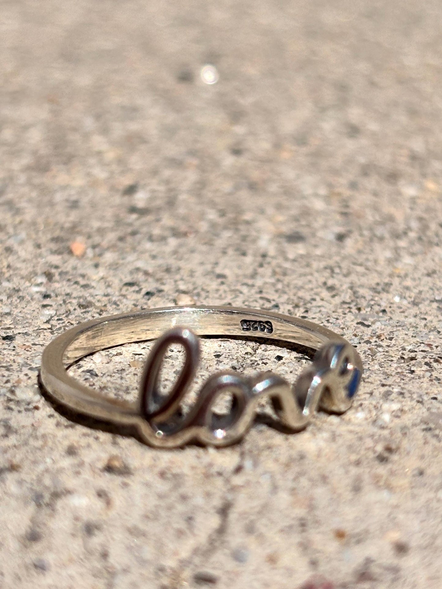 925 Sterling Silver Love Ring, Handmade Minimalist Script Ring, Cute Romantic Promise Ring, Everyday Jewelry Gift for Her