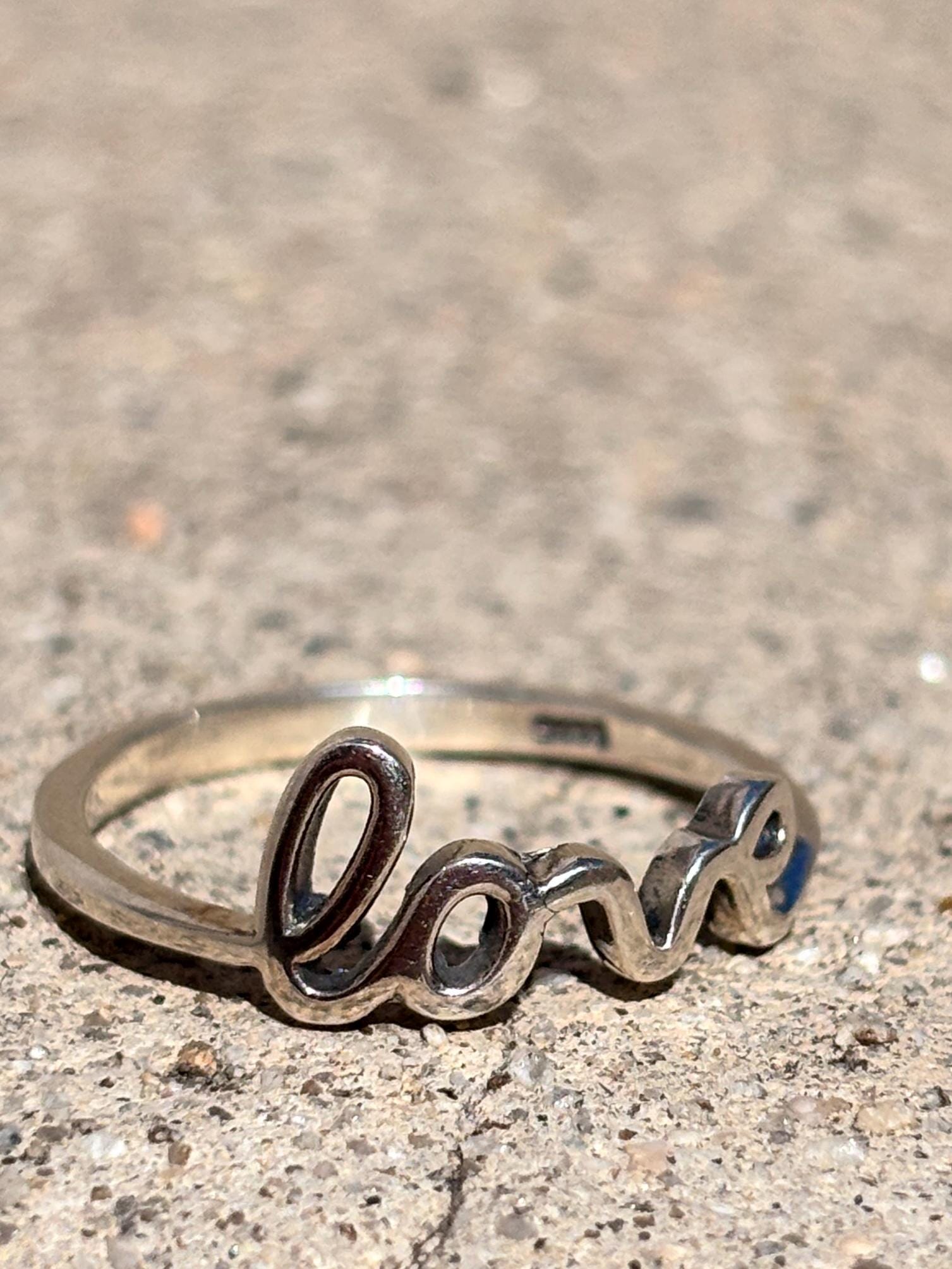 925 Sterling Silver Love Ring, Handmade Minimalist Script Ring, Cute Romantic Promise Ring, Everyday Jewelry Gift for Her
