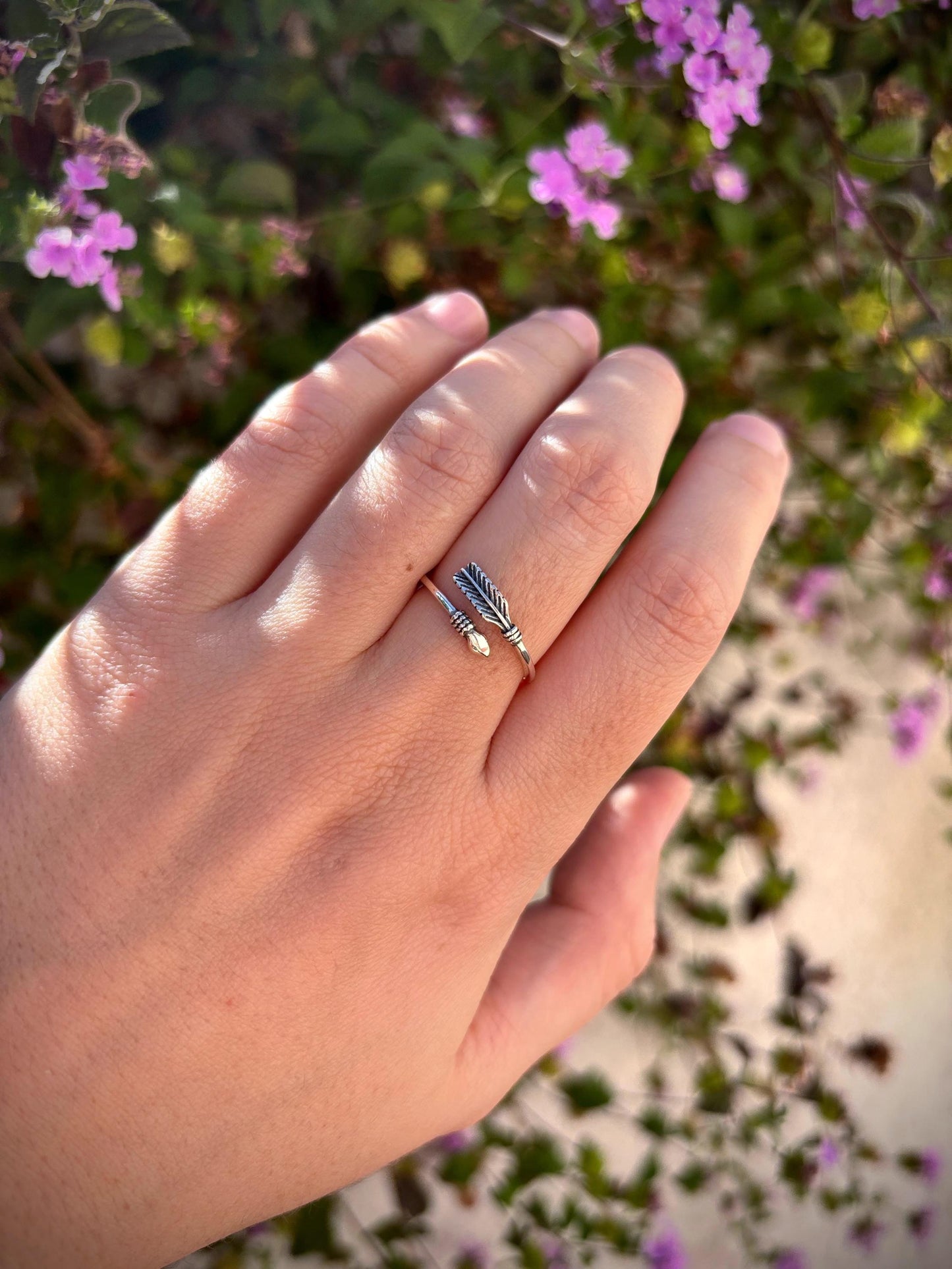 925 Sterling Silver Arrow Ring Handmade, Boho Feather Ring, Adjustable Arrow Wrap Ring, Minimalist Nature Jewelry Gift for Her
