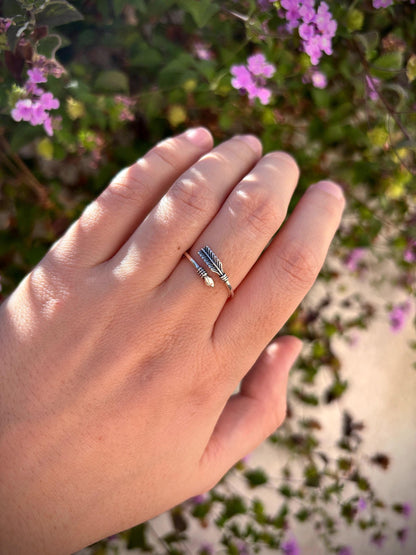 925 Sterling Silver Arrow Ring Handmade, Boho Feather Ring, Adjustable Arrow Wrap Ring, Minimalist Nature Jewelry Gift for Her