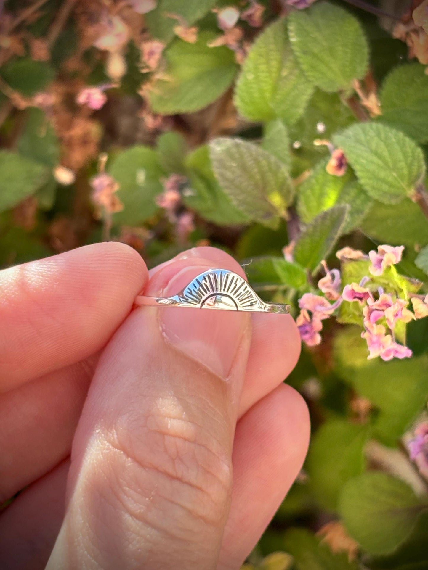 Sunburst Signet Ring 925 Sterling Silver, Minimalist Sunrise Ring, Celestial Jewelry, Handmade Everyday Ring, Boho Sun Silver Ring