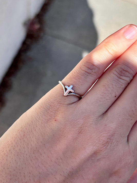 Cross Ring 925 Sterling Silver, Minimalist Christian Ring, Dainty Faith Ring, Religious Jewelry Gift for Her, Everyday Silver Ring