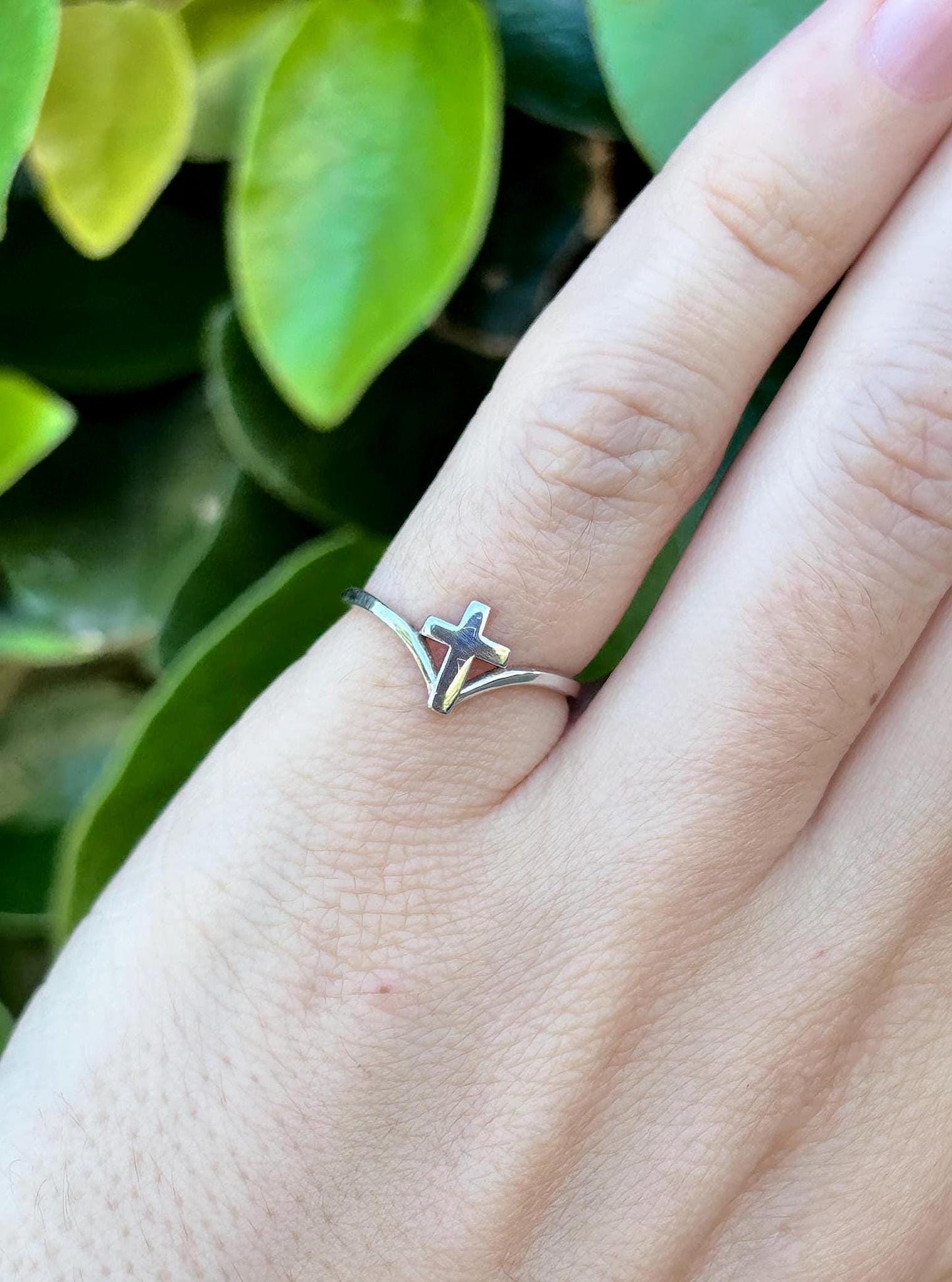 Cross Ring 925 Sterling Silver, Minimalist Christian Ring, Dainty Faith Ring, Religious Jewelry Gift for Her, Everyday Silver Ring