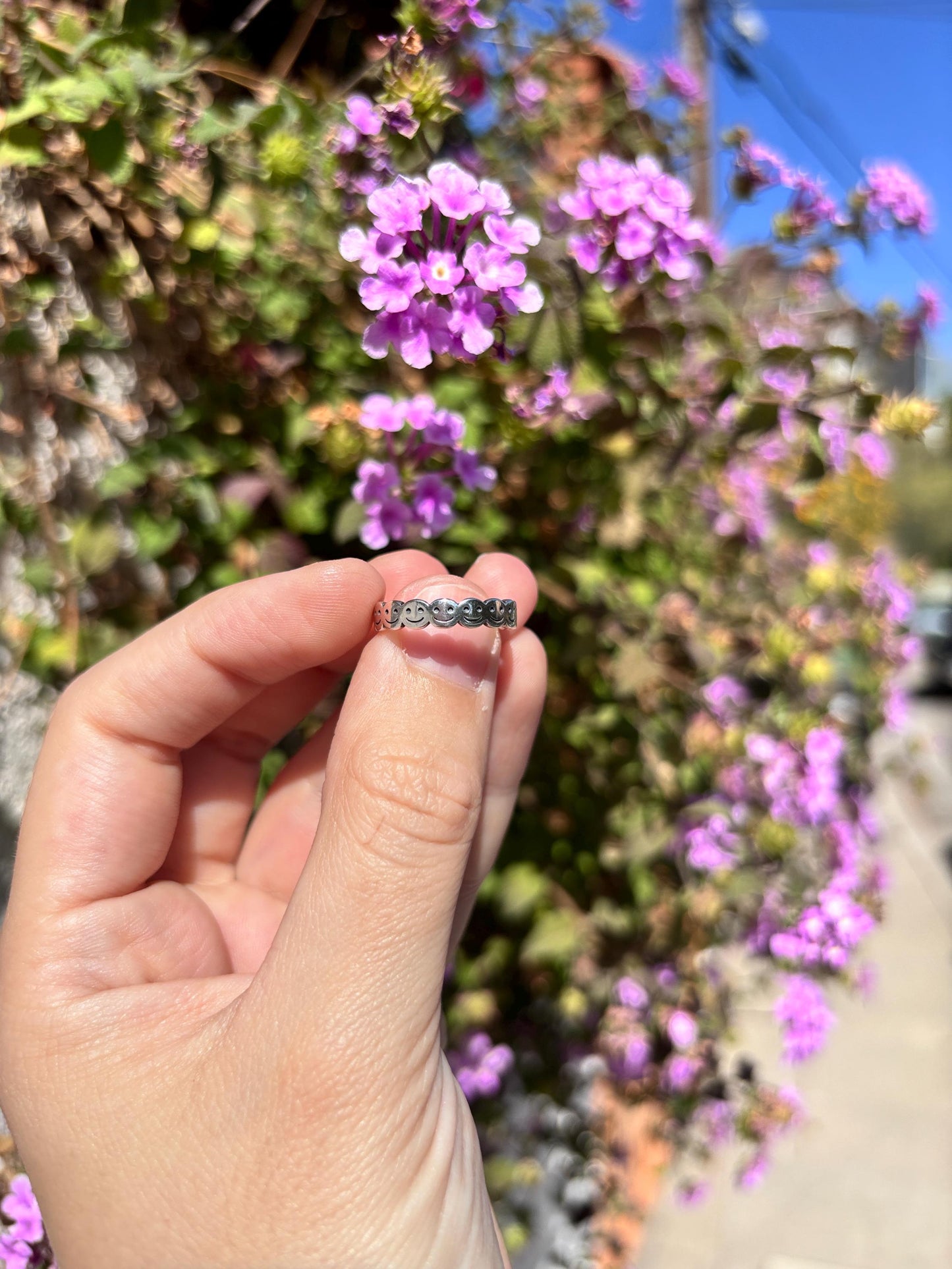 Smiley Face Ring 925 Sterling Silver, Happy Face Band Ring, Y2K Emoji Ring, Cute Stacking Ring, Trendy Silver Smile Jewelry