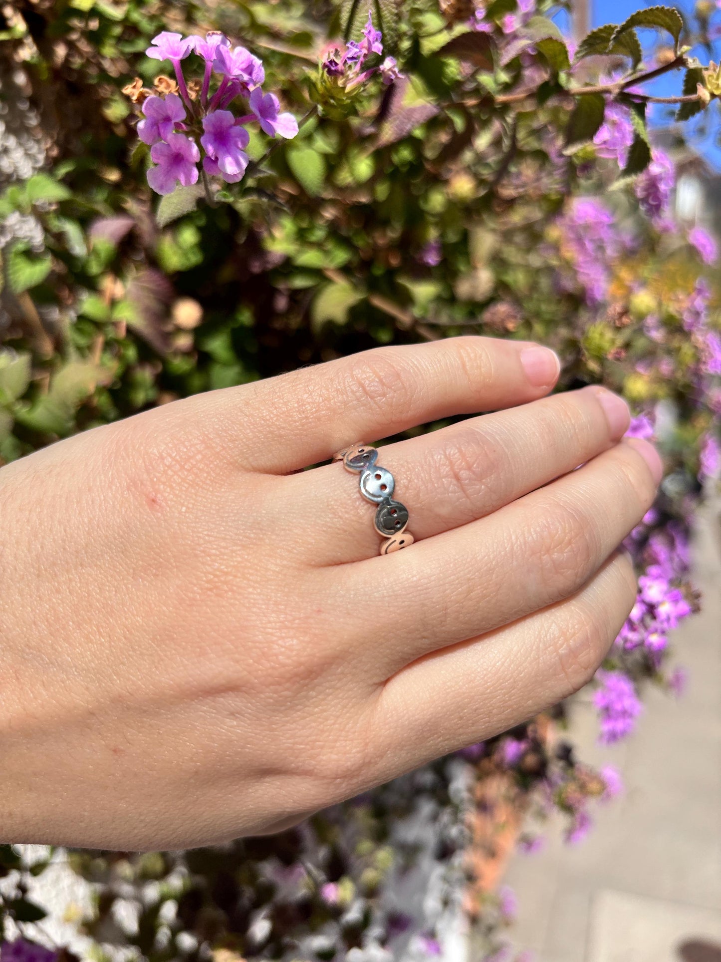 Smiley Face Ring 925 Sterling Silver, Y2K Happy Face Band, Emoji Ring, Cute Gen Z Jewelry, Trendy Stacking Ring Gift for Her