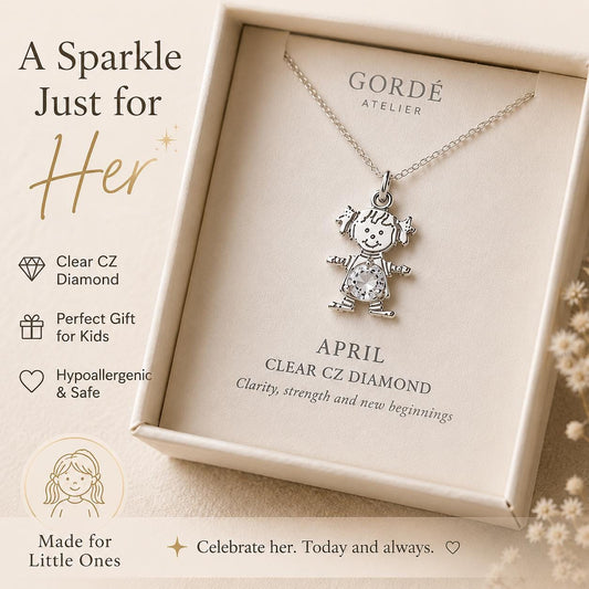 High polished 925 sterling silver round CZ birthstone girl charm, personalized girl pendant, birthstone necklace charm, gift for daughter
